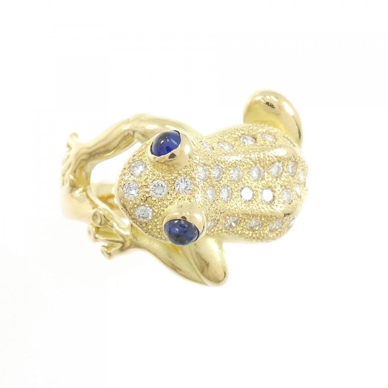 K18YG フロッグ サファイヤ リング 0.18CT