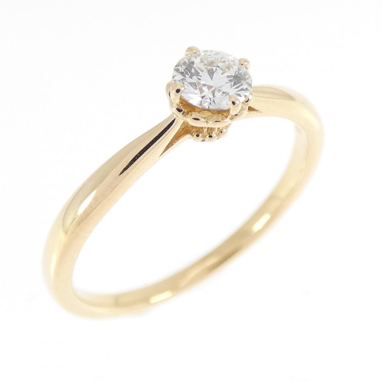 K18YG ソリティア ダイヤモンド リング 0.196CT