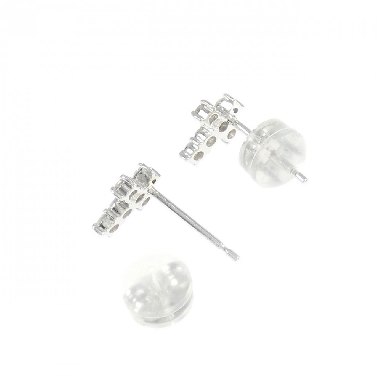 K18WG クロス ダイヤモンド ピアス 0.24CT