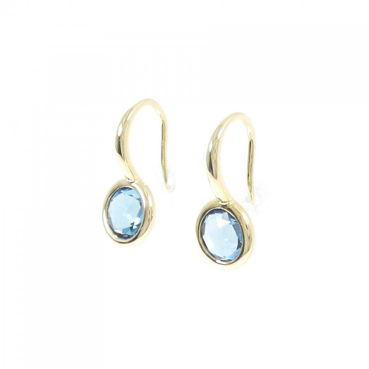 K18YG Blue Topaz Earrings 2.60CT