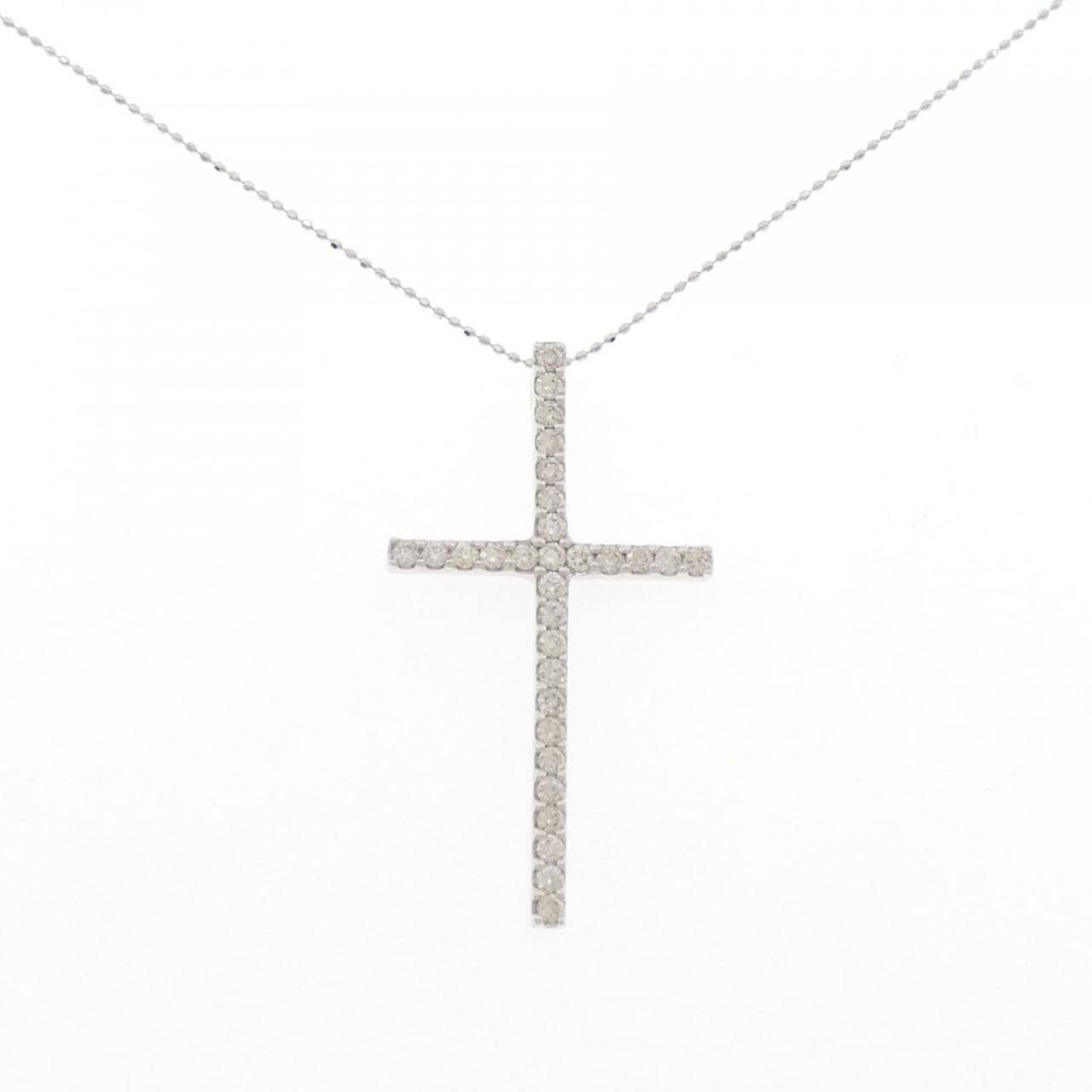 K18WG クロス ダイヤモンド ネックレス 1.00CT
