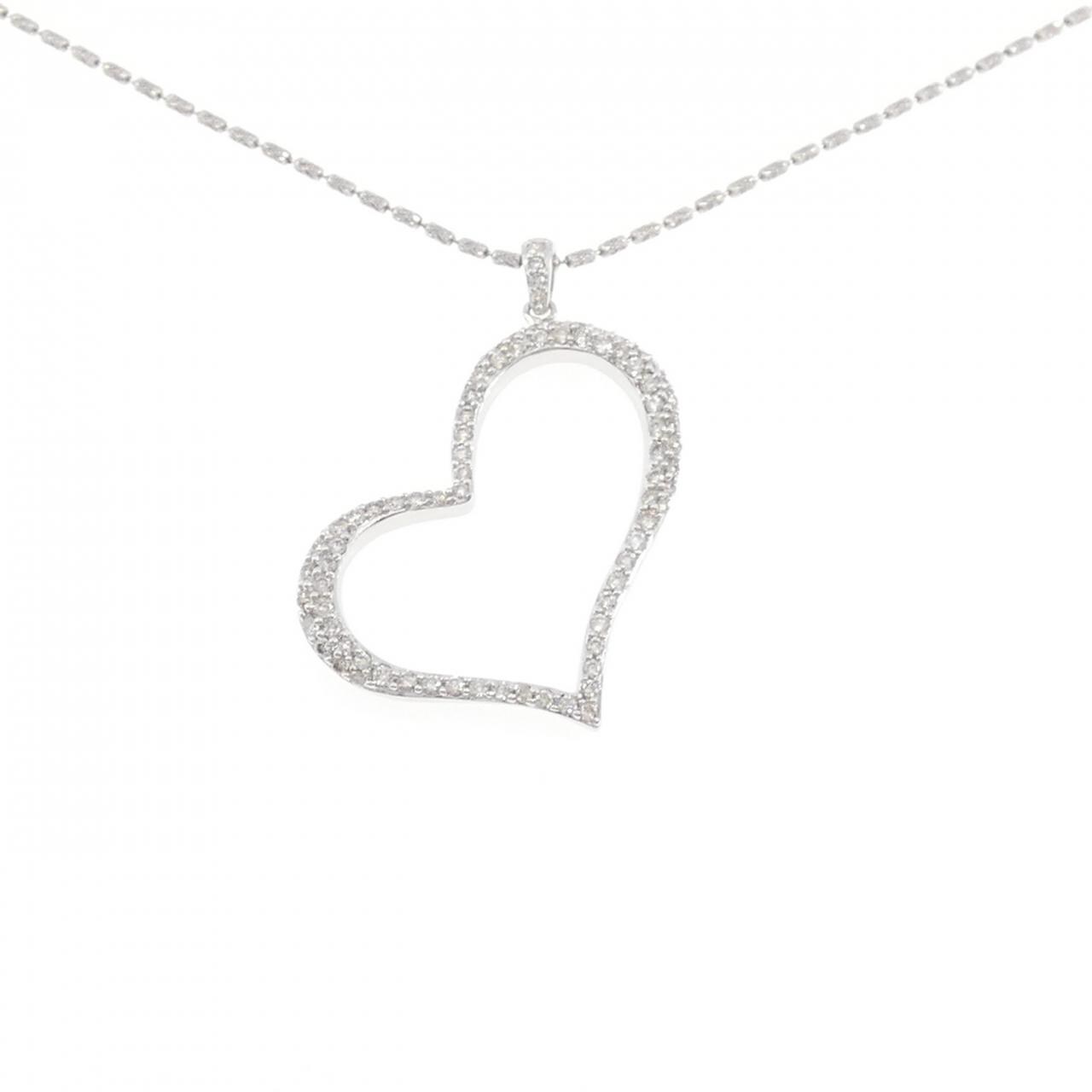 K18WG ハート ダイヤモンド ネックレス 0.77CT