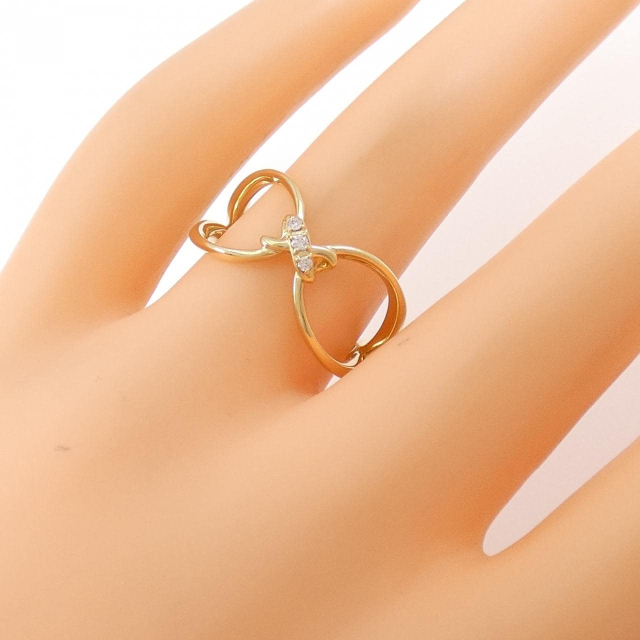 K18YG 三石钻石戒指 0.03CT