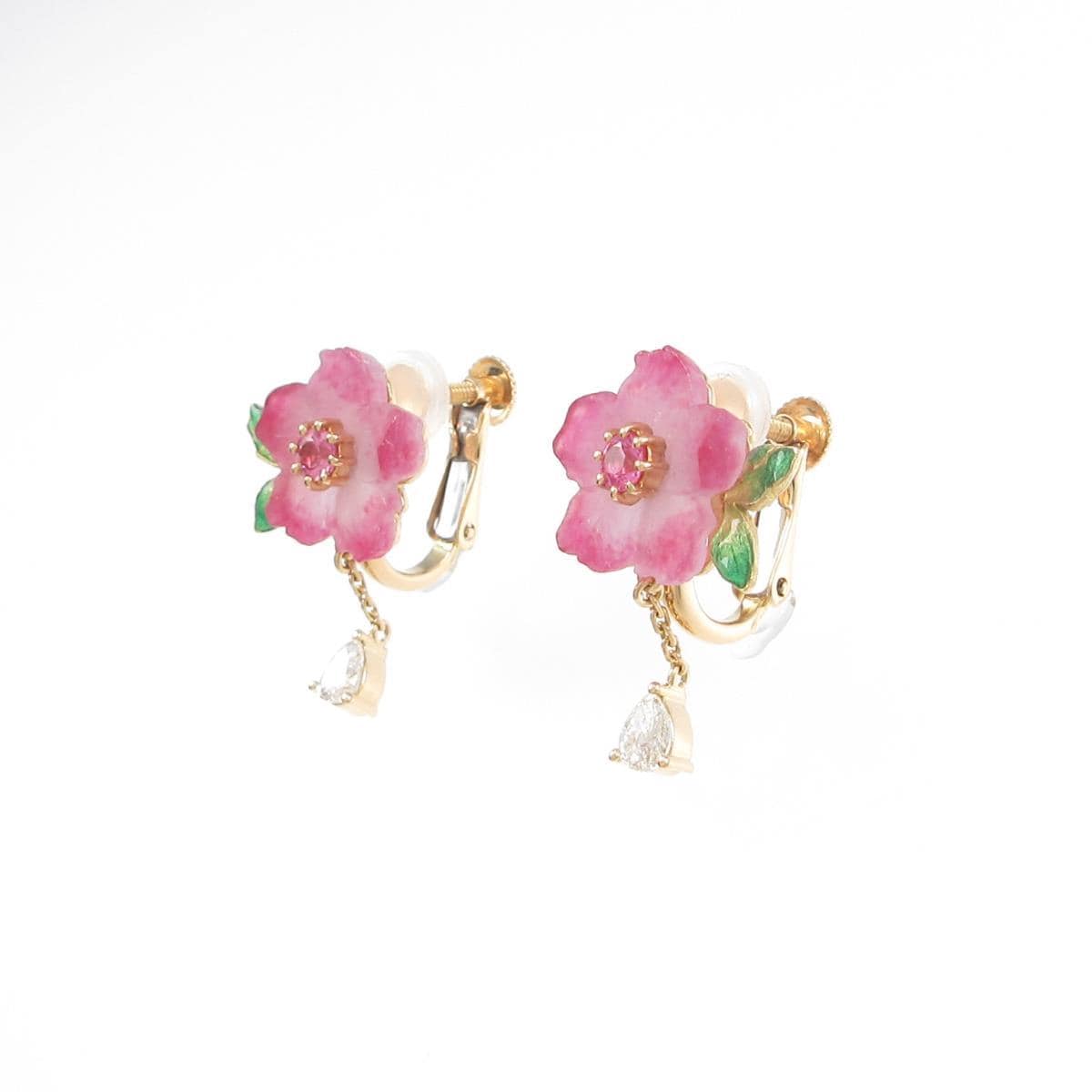 Nakajima Kunio flower colored stone earrings