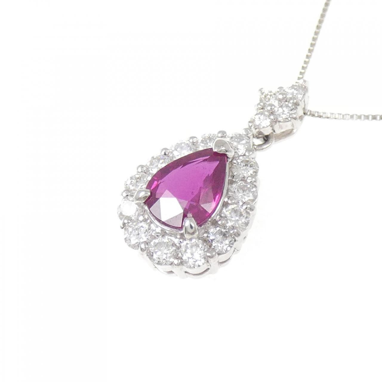PT900/PT850 ルビー ネックレス 1.100CT