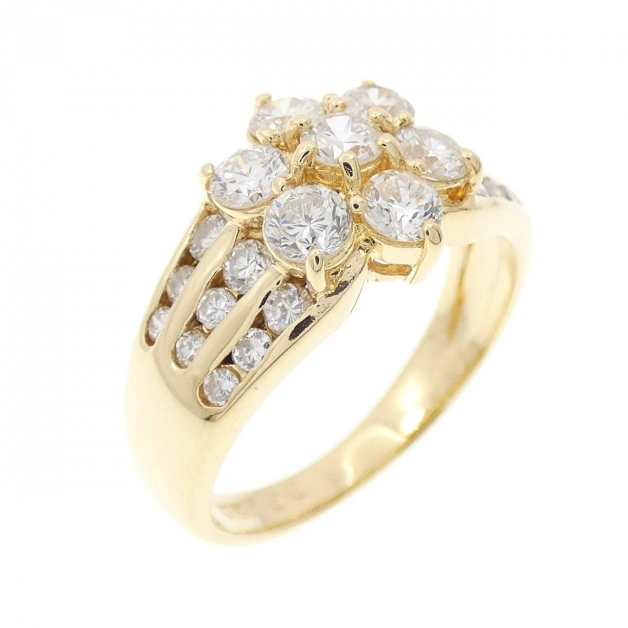 K18YG フラワー ダイヤモンド リング 1.00CT