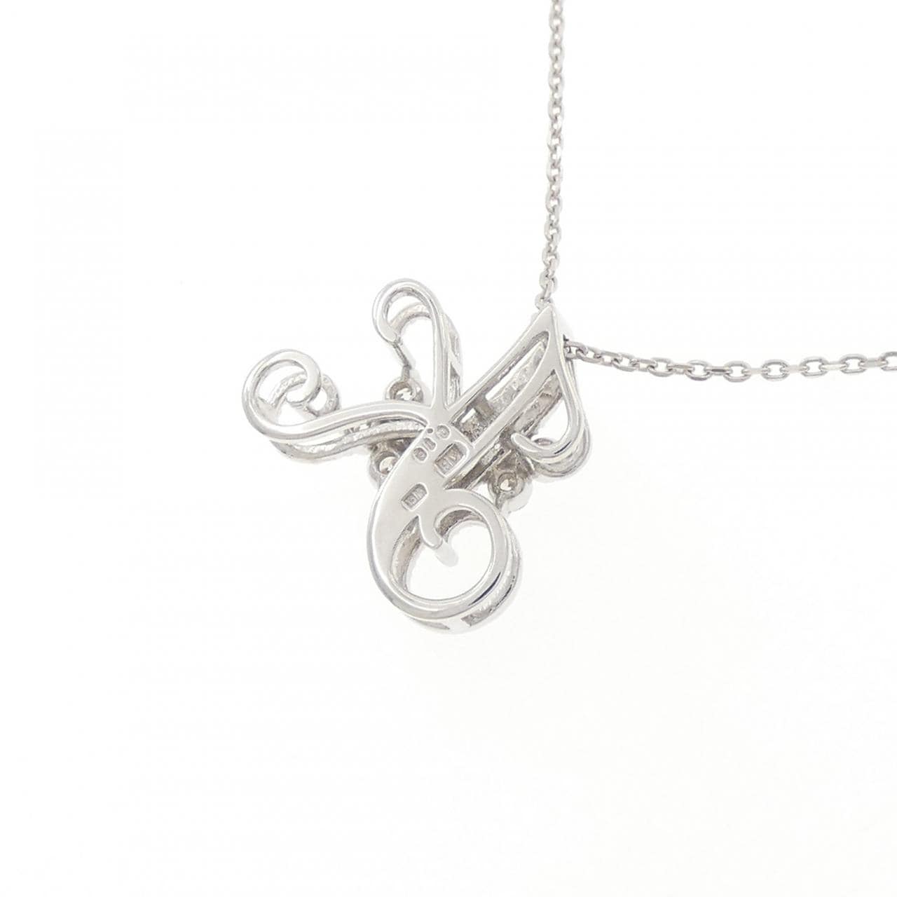 K18WG イニシャルK ダイヤモンド ネックレス 0.18CT