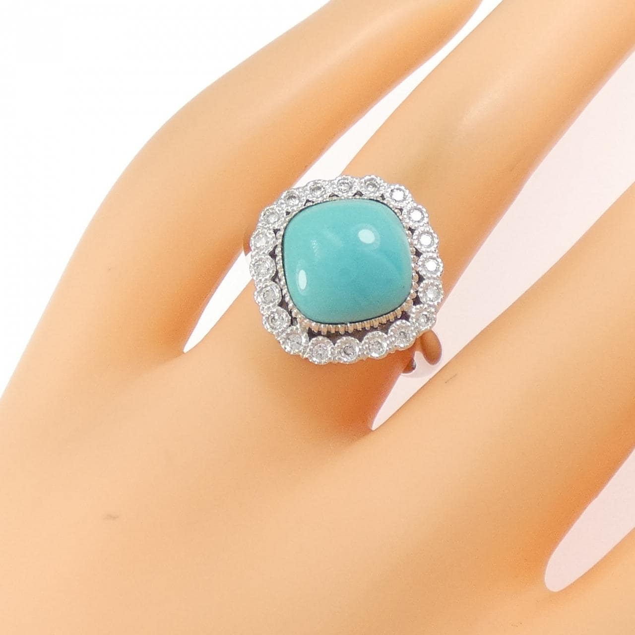 K18WG ターコイズ リング 5.37CT