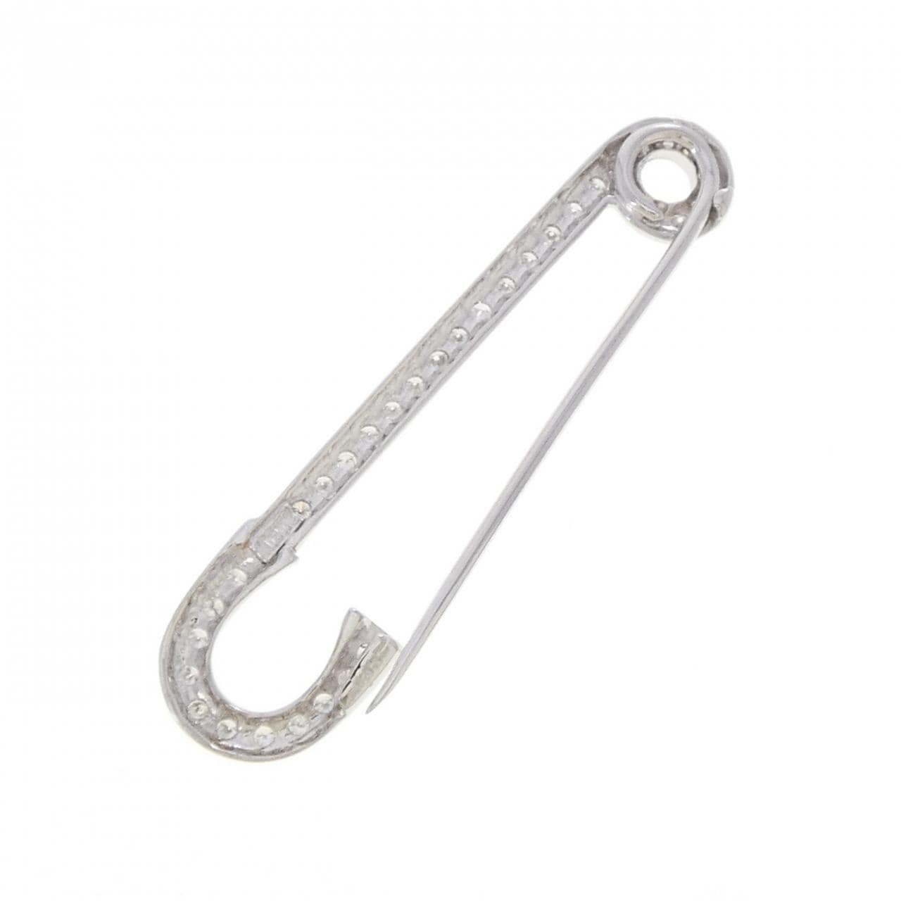 K18WG セーフティーピン ダイヤモンド ブローチ 0.33CT