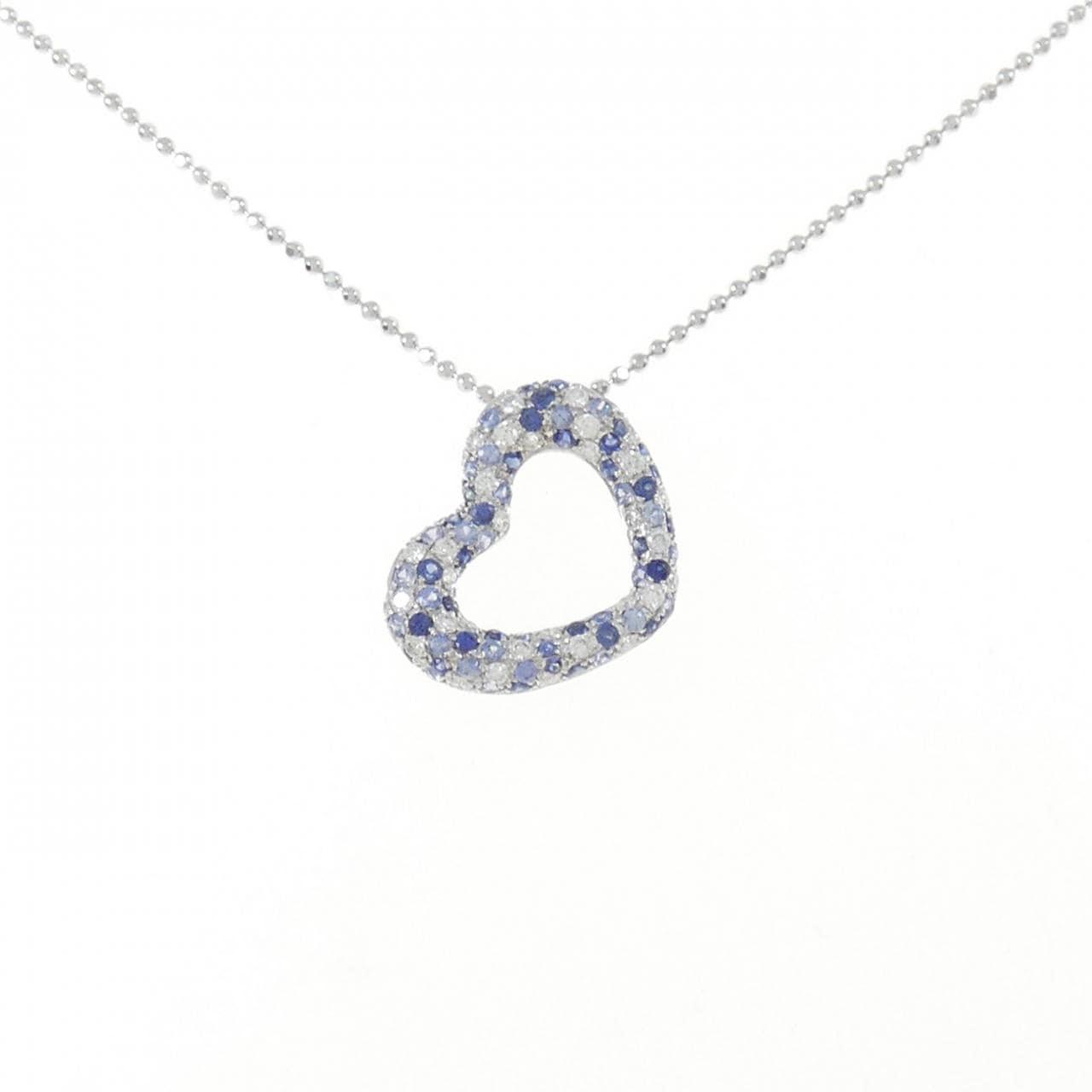 K18WG heart sapphire necklace 0.71CT