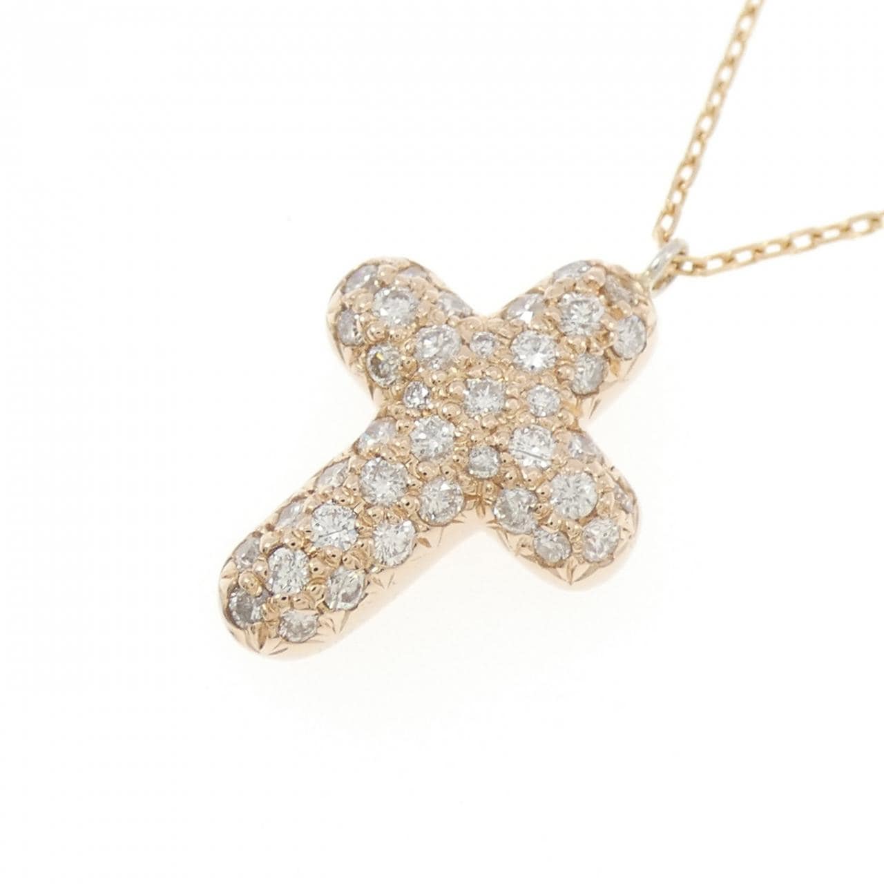 K18PG クロス ダイヤモンド ネックレス 1.00CT