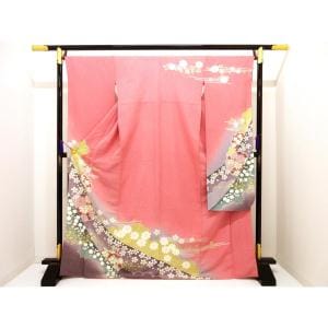 振袖　銀通しボカシ染　友禅金彩加工　絞り入