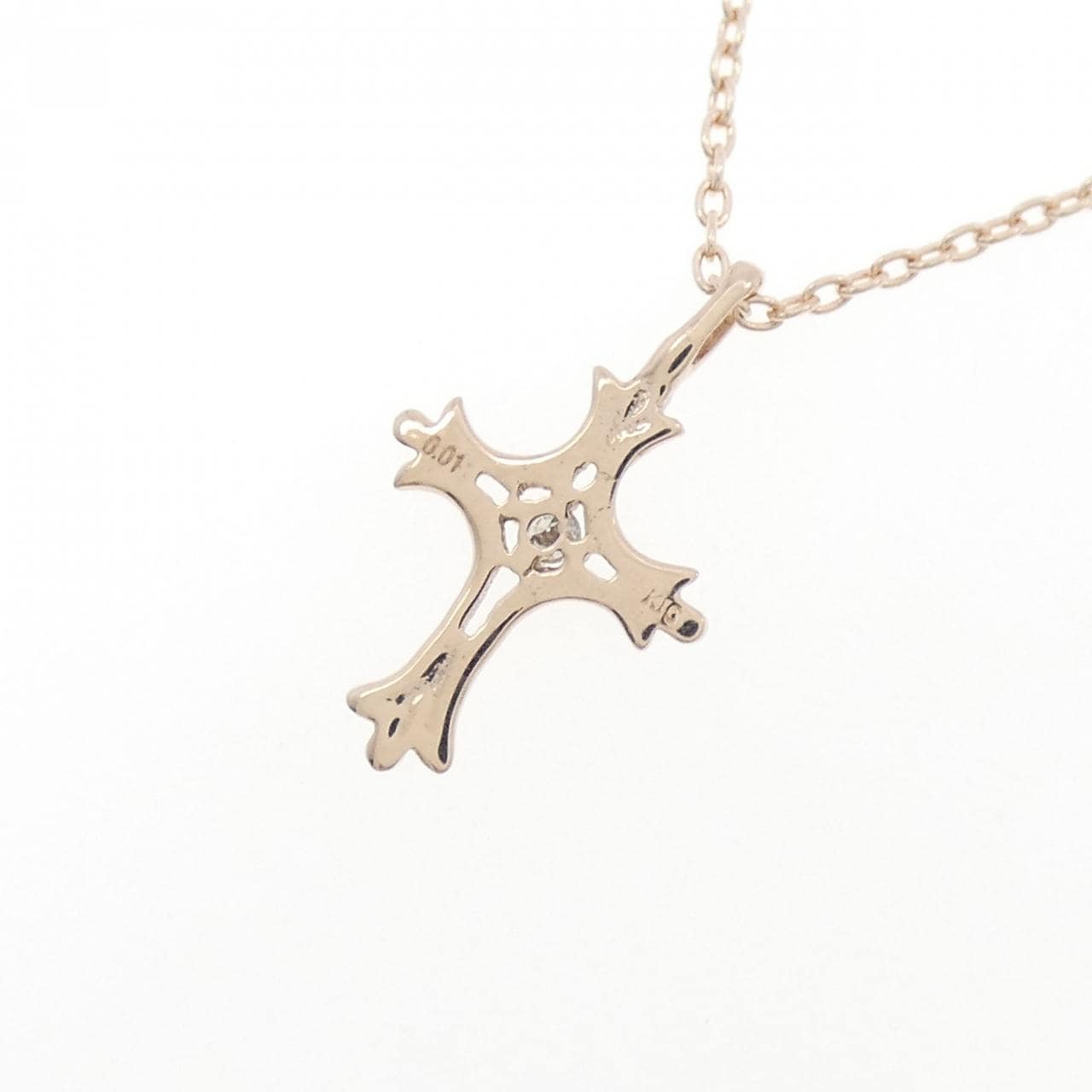 K10PG クロス ダイヤモンド ネックレス 0.01CT