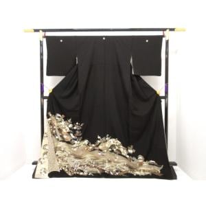 留袖　友禅金彩加工　刺繍入りボカシ染　沢潟　身幅Ｌ寸