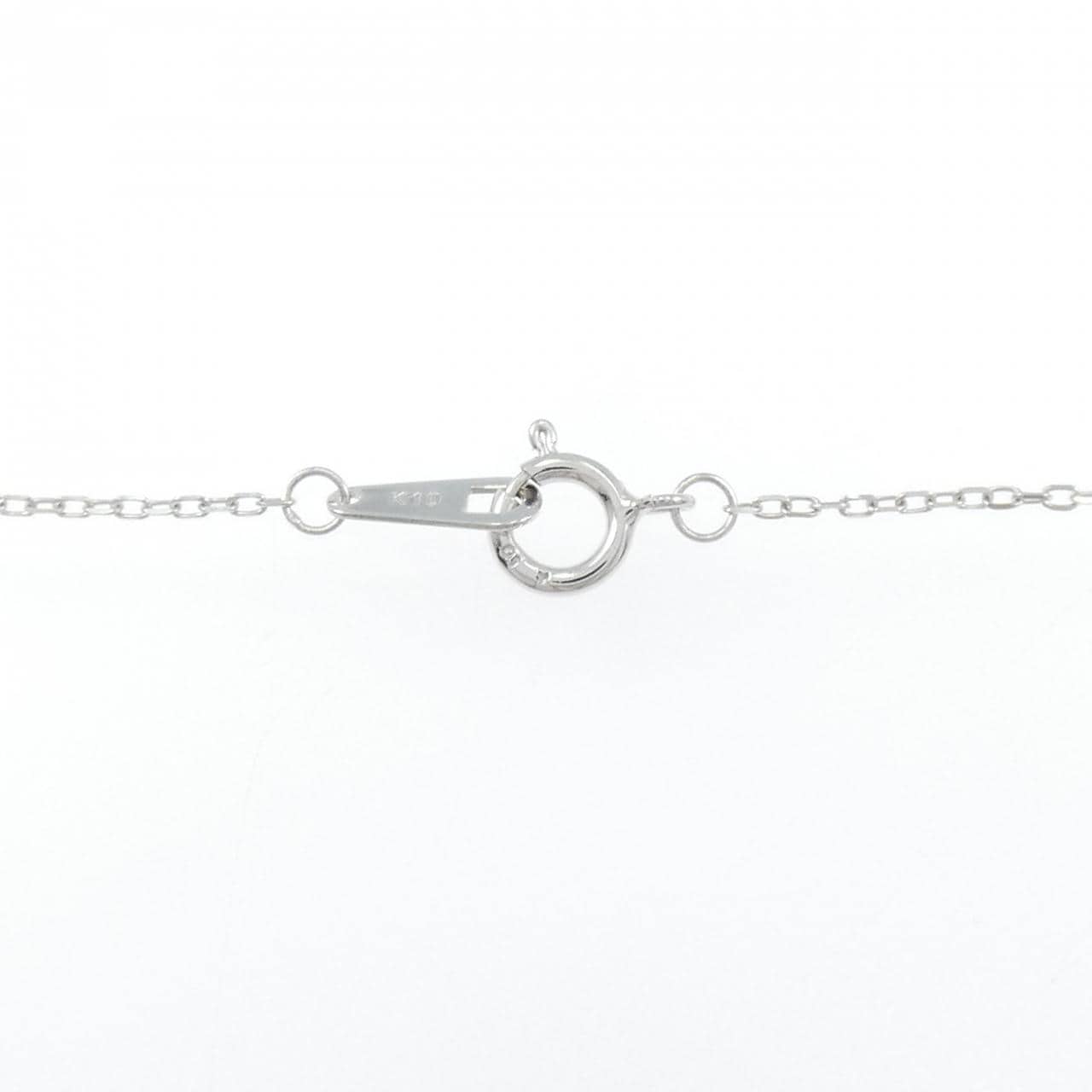 K10WG フラワー ダイヤモンド ネックレス 0.10CT