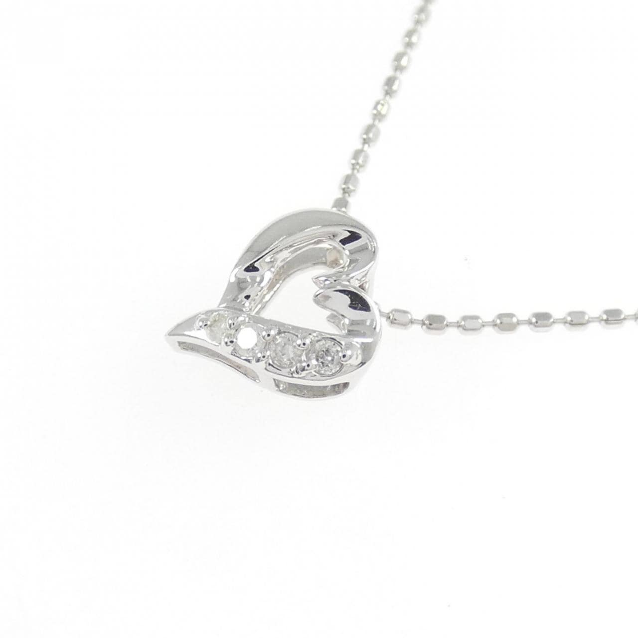 K18WG ハート ダイヤモンド ネックレス 0.03CT