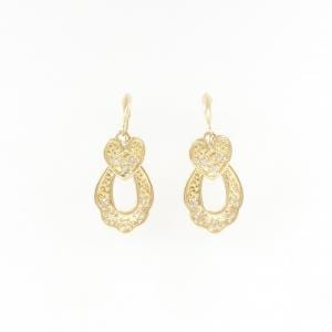 K18YG ハート ダイヤモンド ピアス 0.18CT
