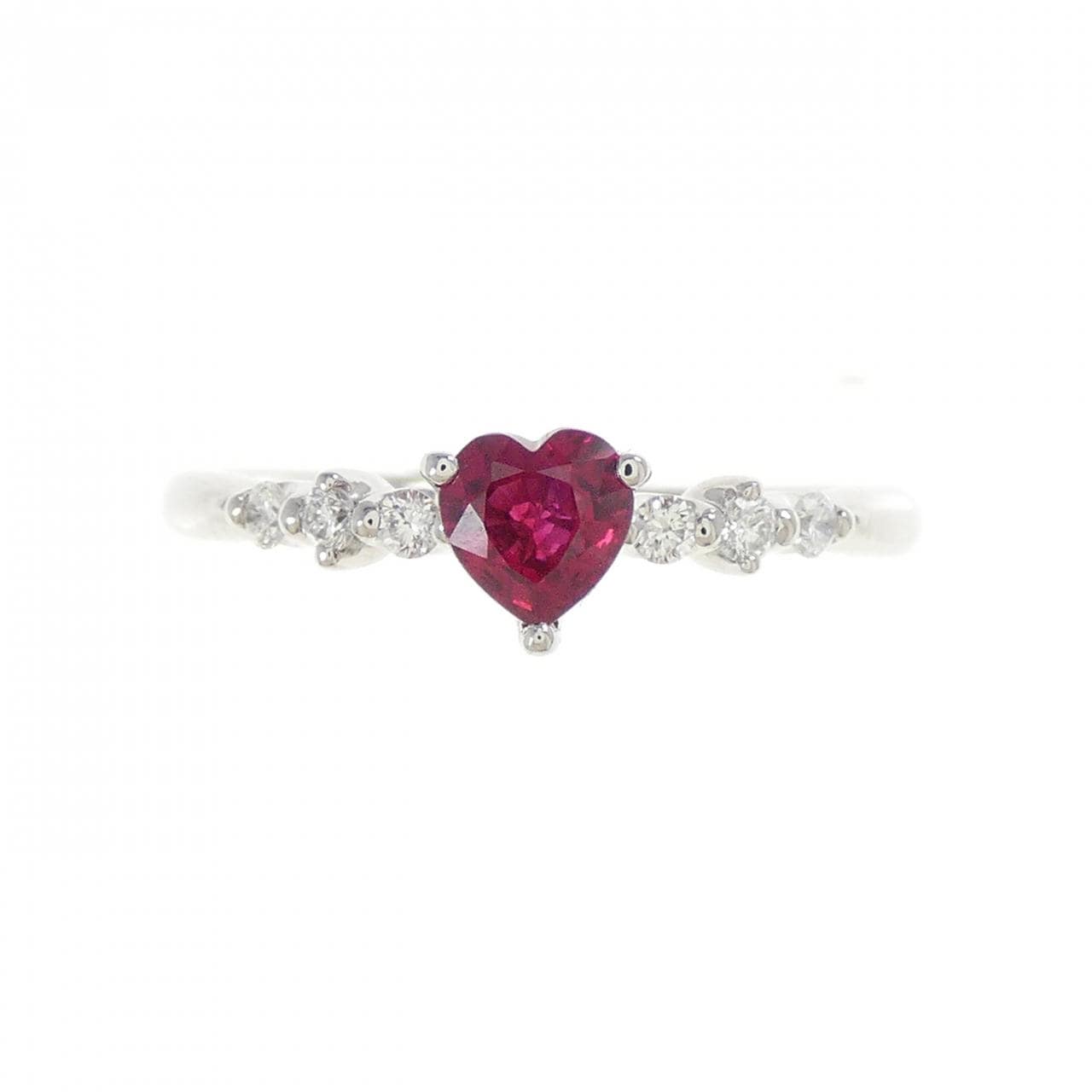 PT900 ハート ルビー リング 0.55CT