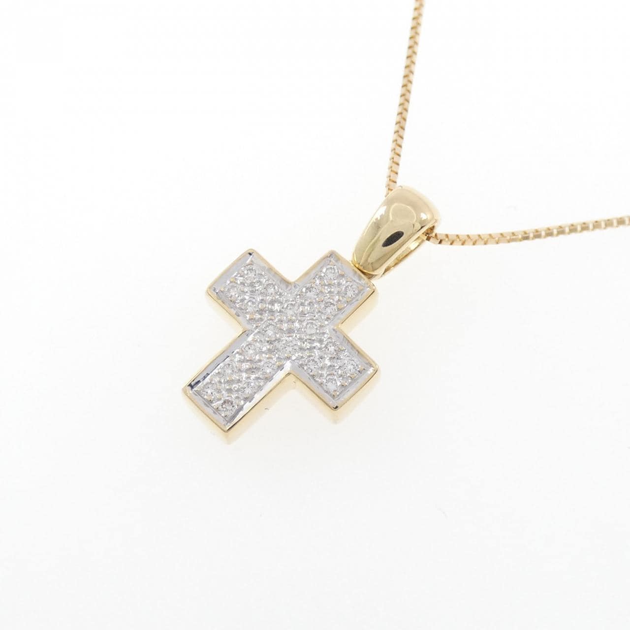 750YG/750WG/K18YG Cross Diamond Necklace 0.11CT