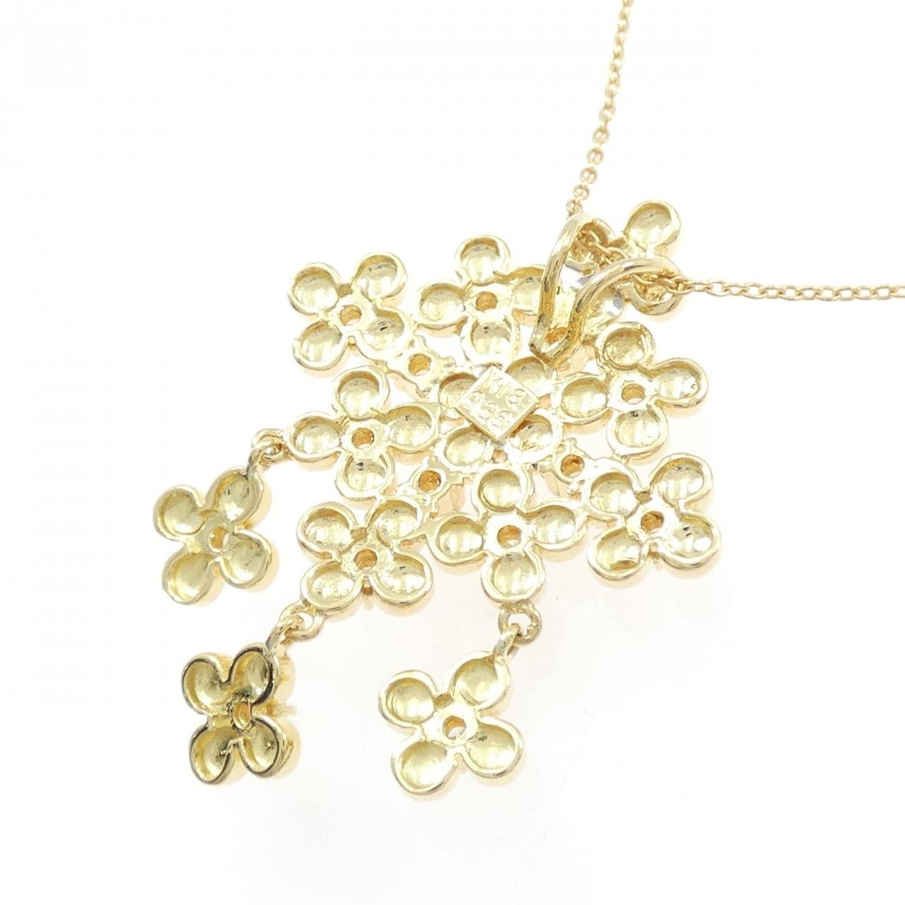K18YG フラワー ダイヤモンド ネックレス 0.36CT