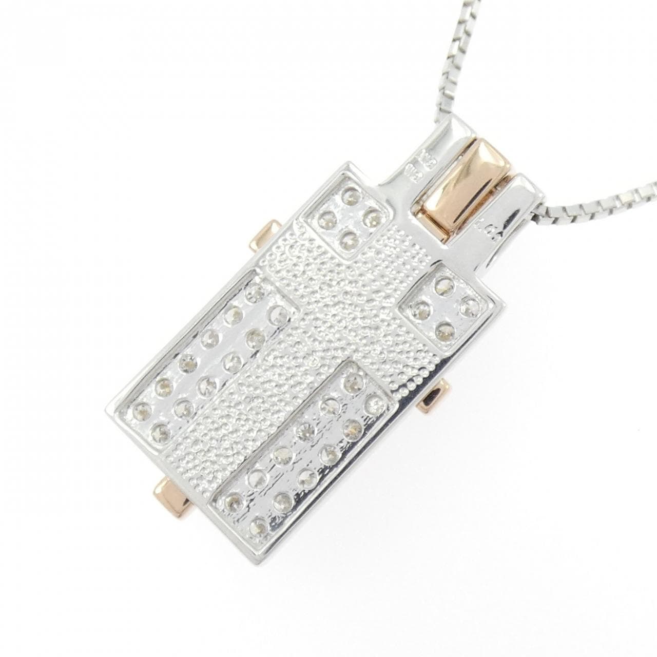 K18WG/K18PG クロス ダイヤモンド ネックレス 1.01CT