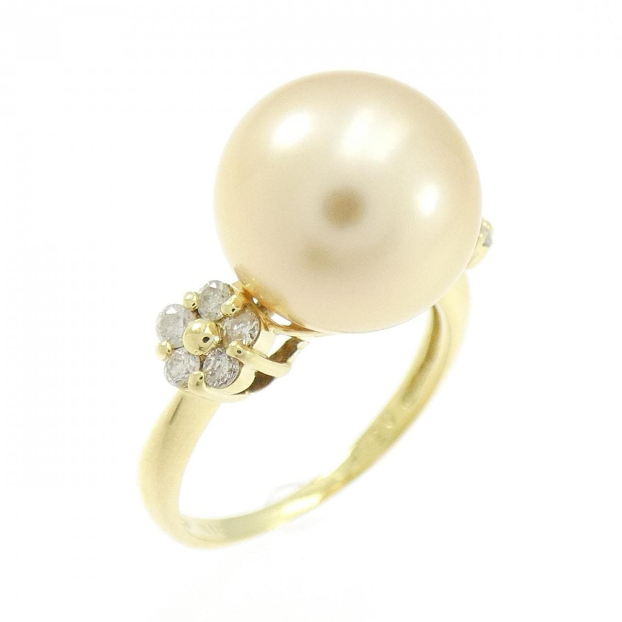 K18YG フラワー 白蝶パール リング 10.4mm