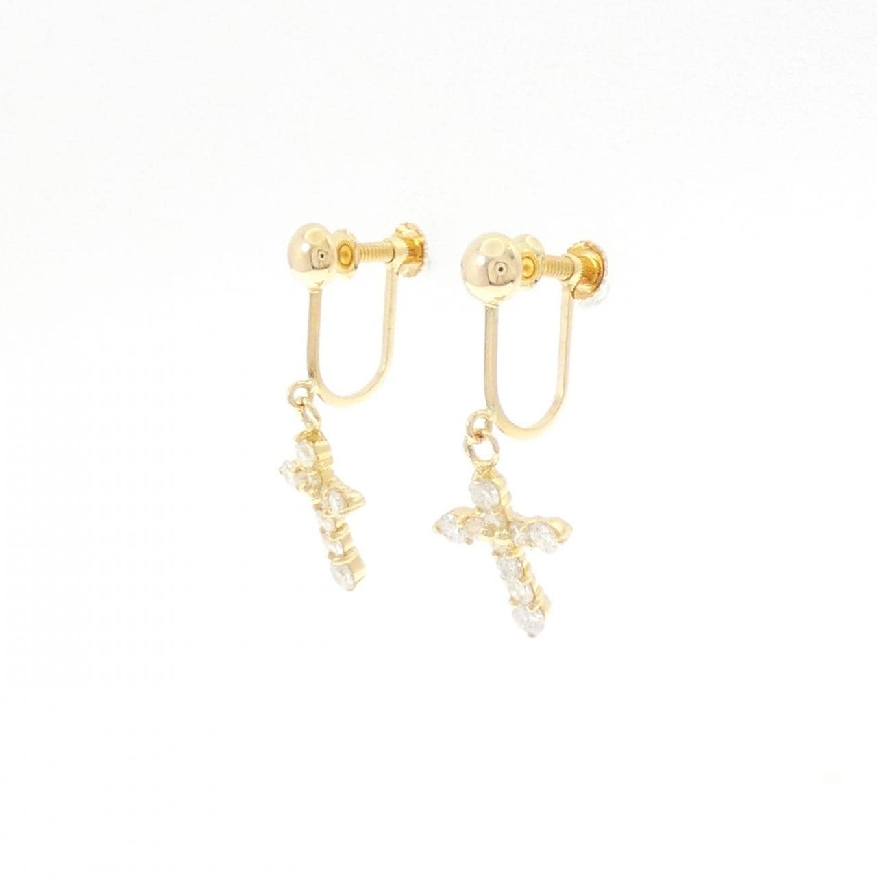 K18YG クロス ダイヤモンド イヤリング 0.50CT
