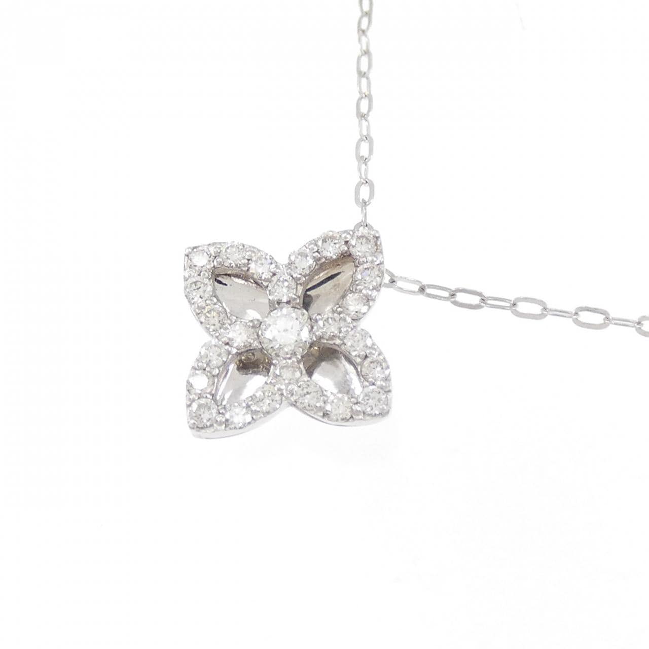 K18WG flower Diamond necklace 0.25CT