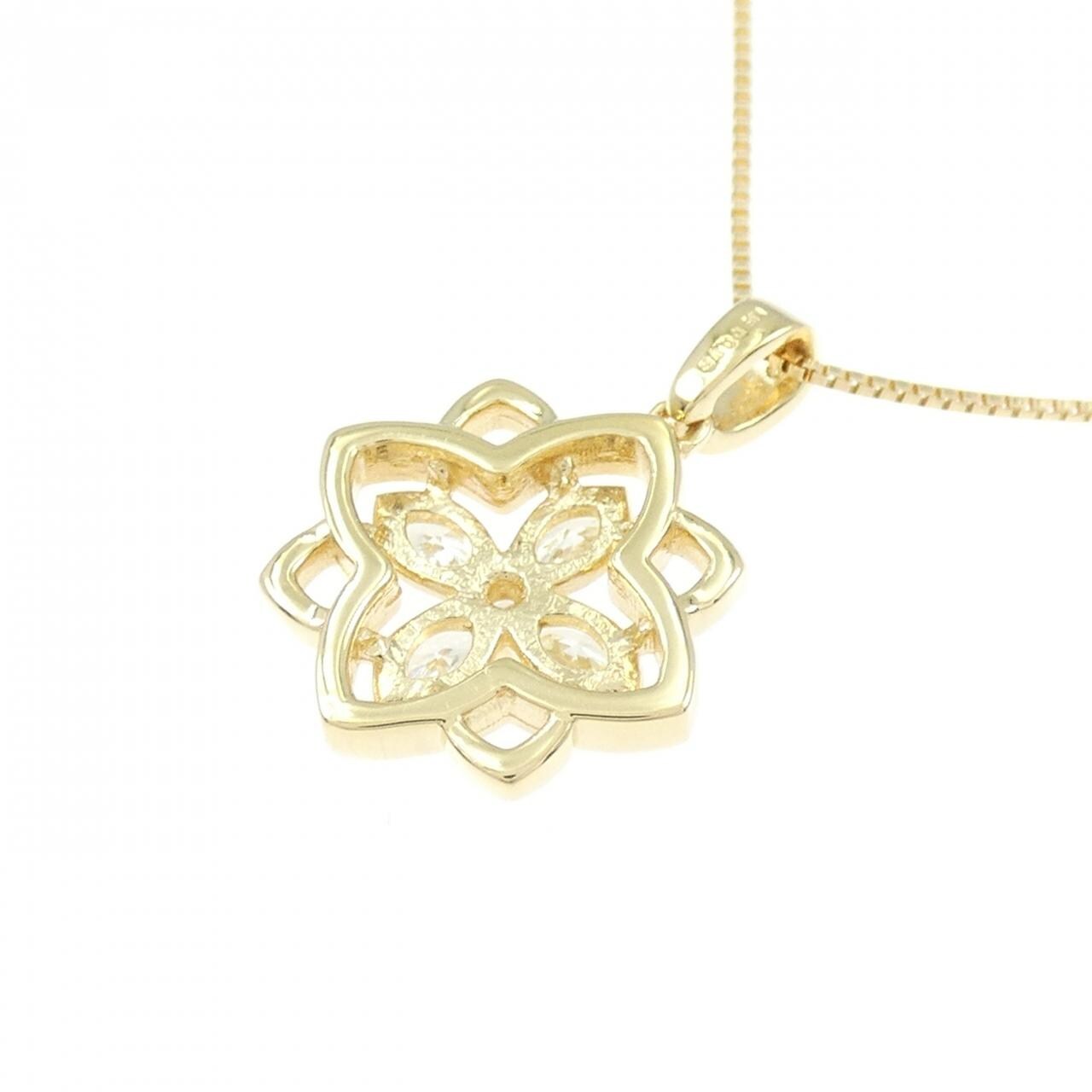 [新品] K18YG 花形钻石项链 0.18CT