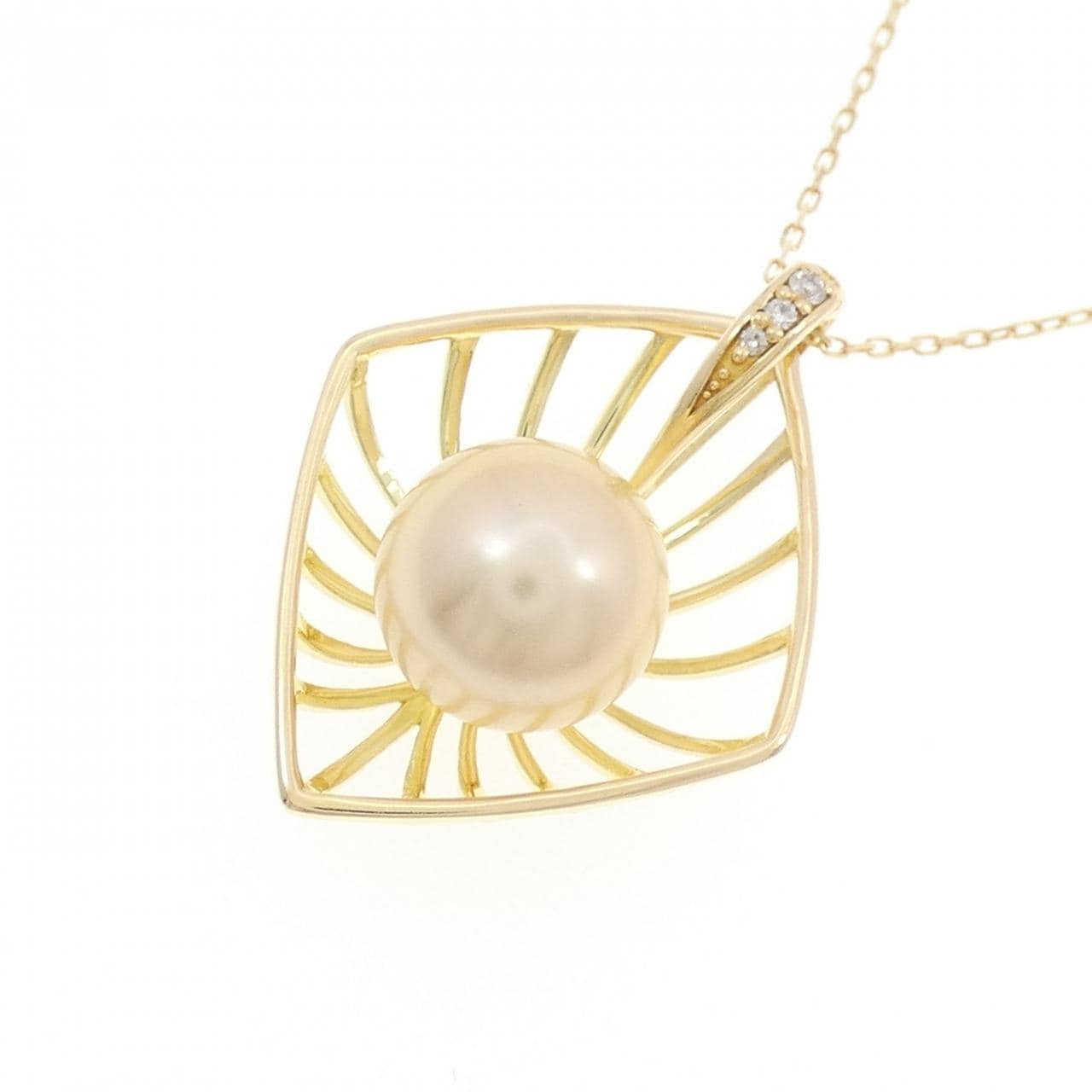 K18YG 白蝶パール ネックレス 9.5mm