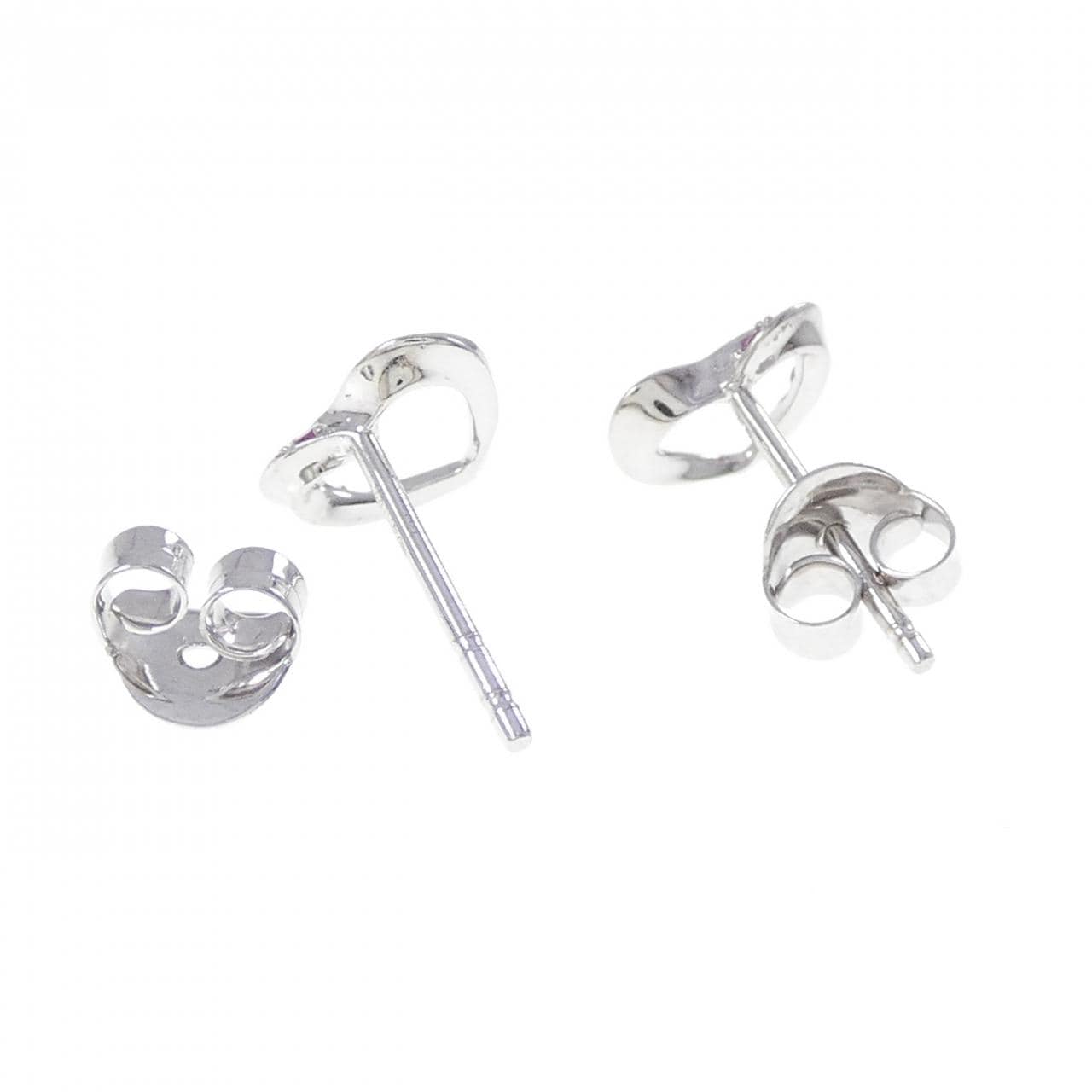 750WG ハート サファイヤ ピアス 0.14CT