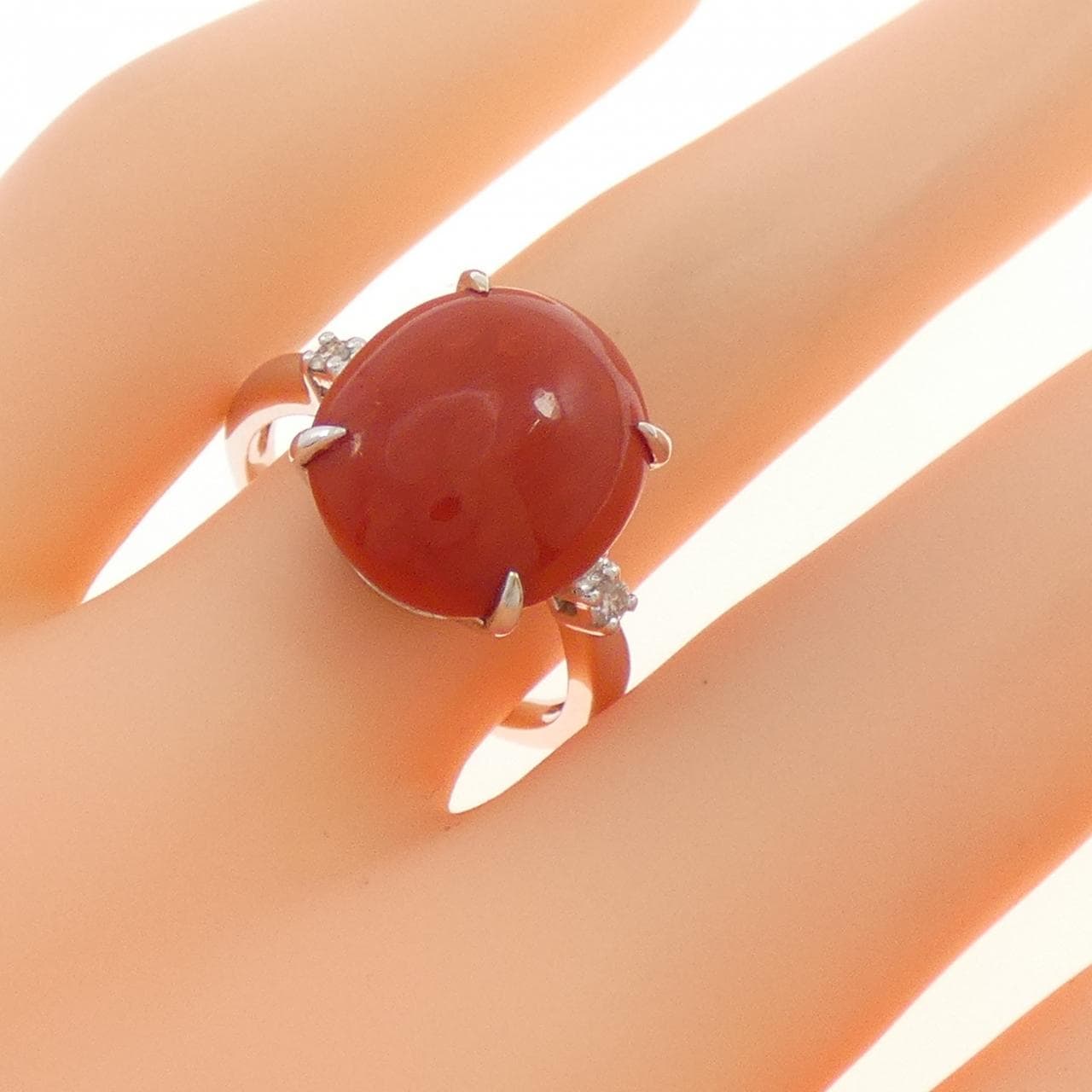 K18WG サンゴ リング 4.92CT