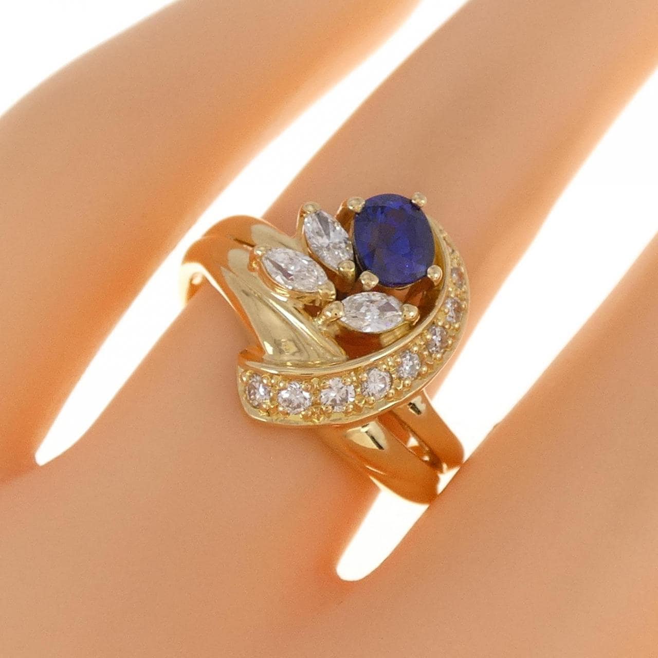 K18YG サファイヤ リング 0.41CT-