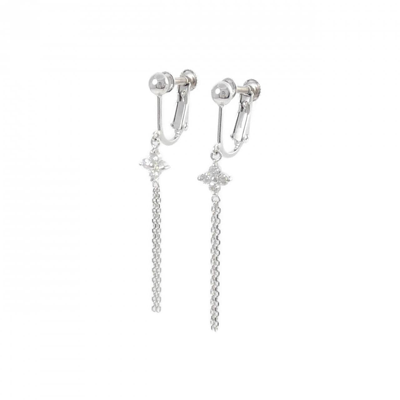 K18WG/K14WG Flower Diamond Earrings 0.26CT