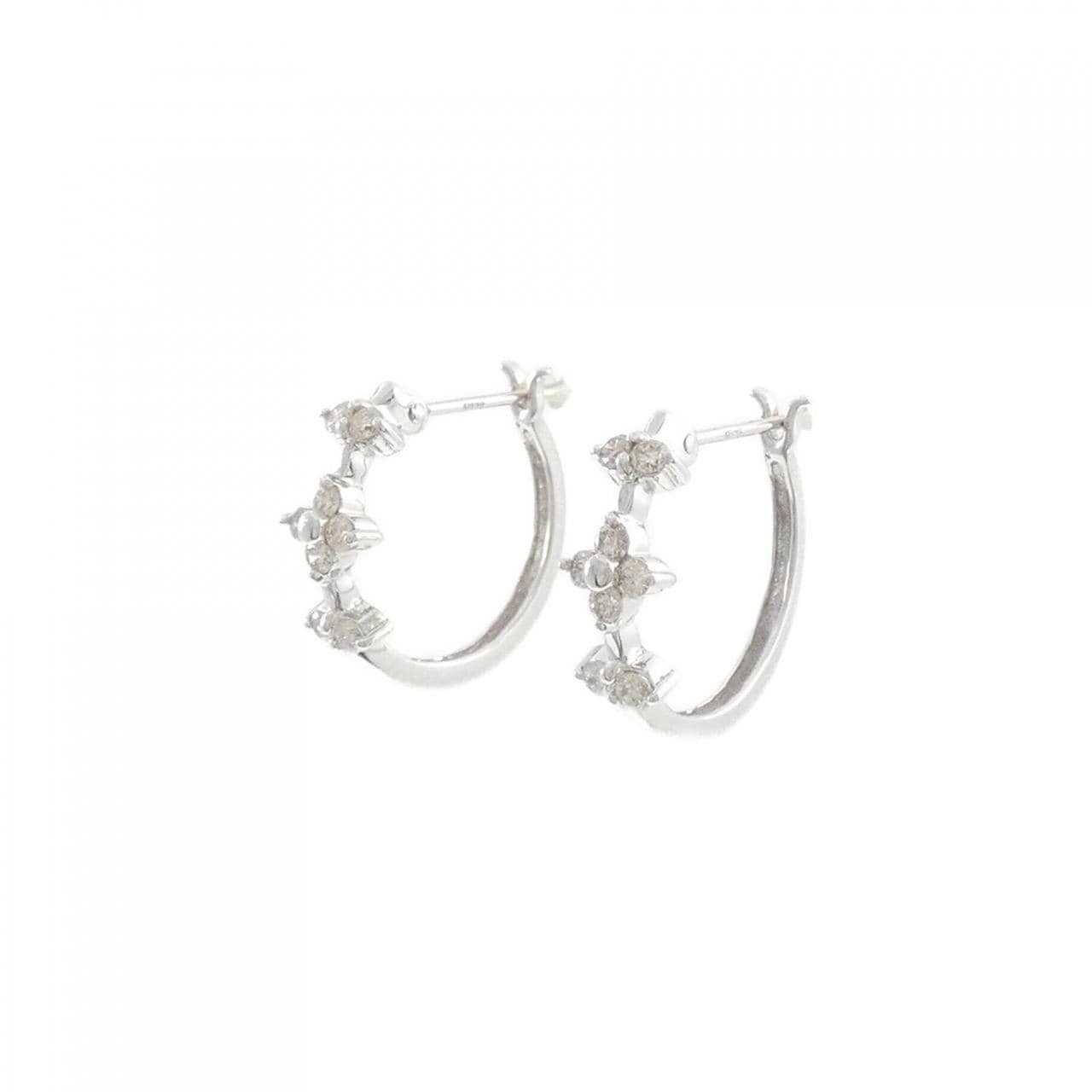 K18WG花鑽石耳環0.20CT