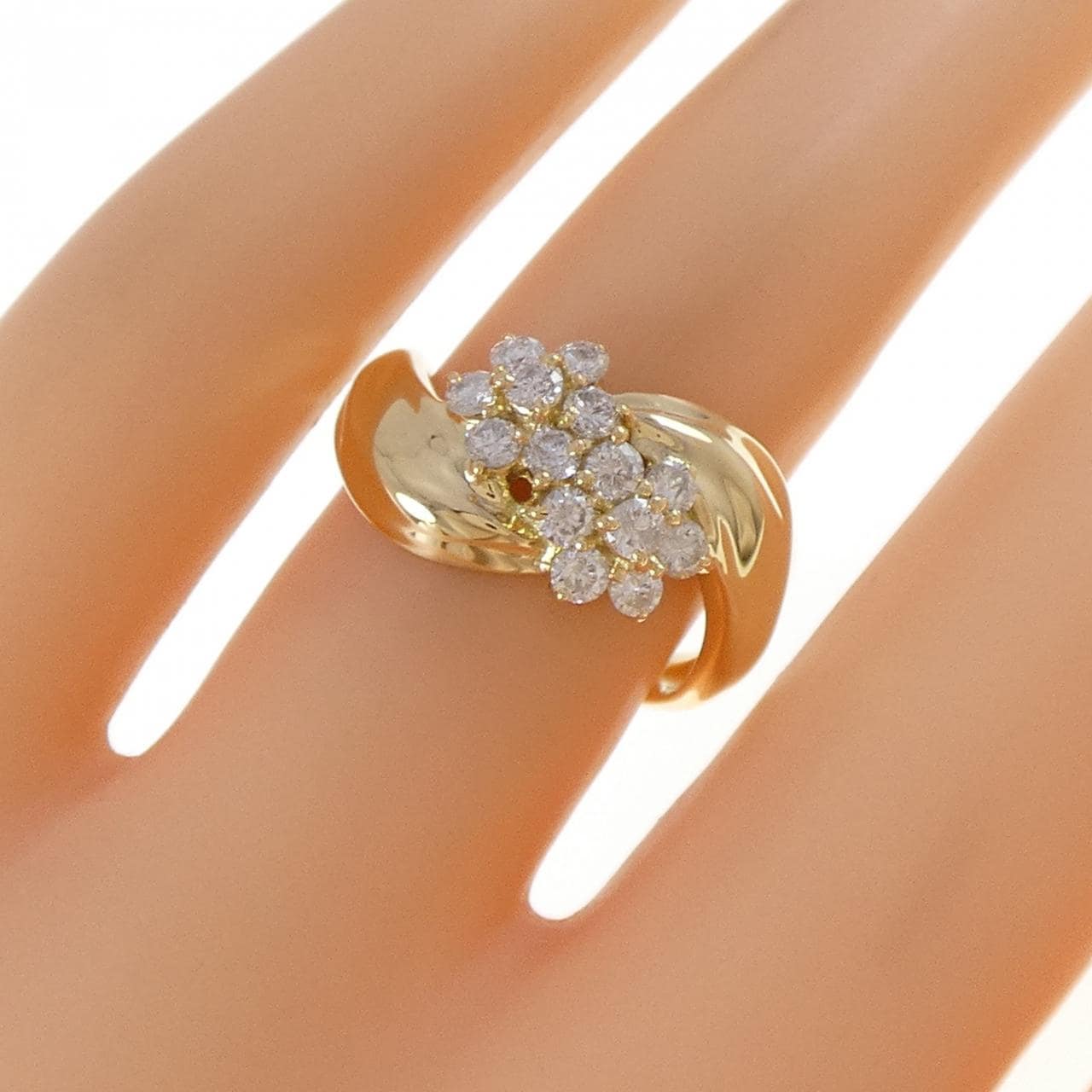 K18YG フラワー ダイヤモンド リング 0.57CT