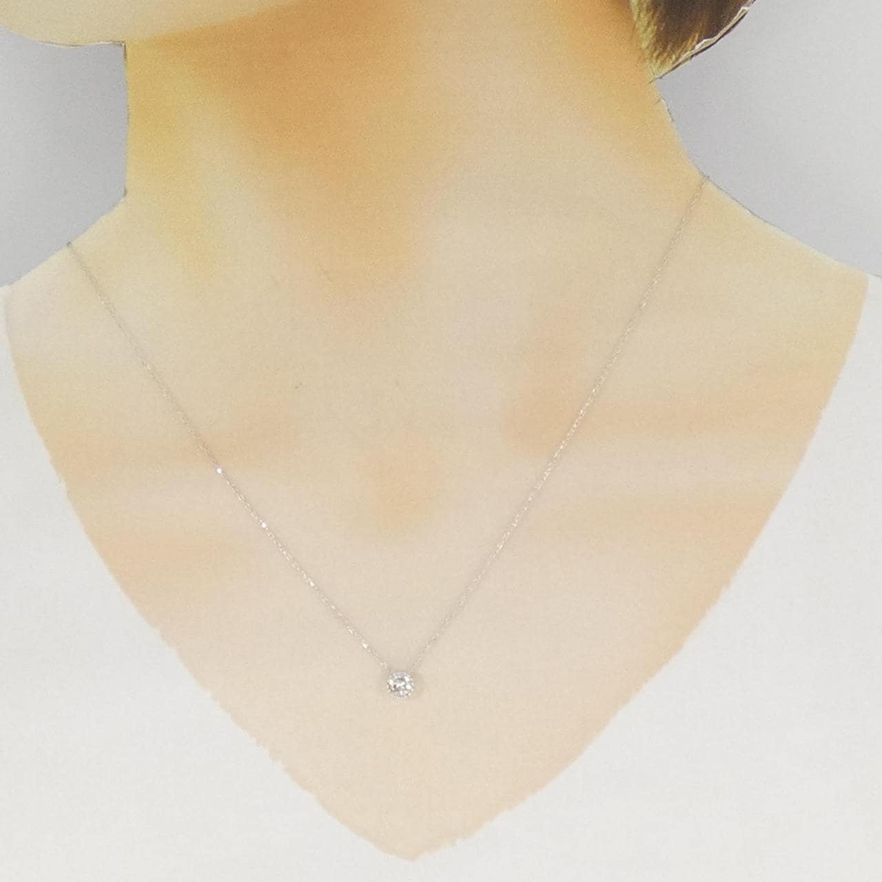 K18WG ソリティア ダイヤモンド ネックレス 0.39CT