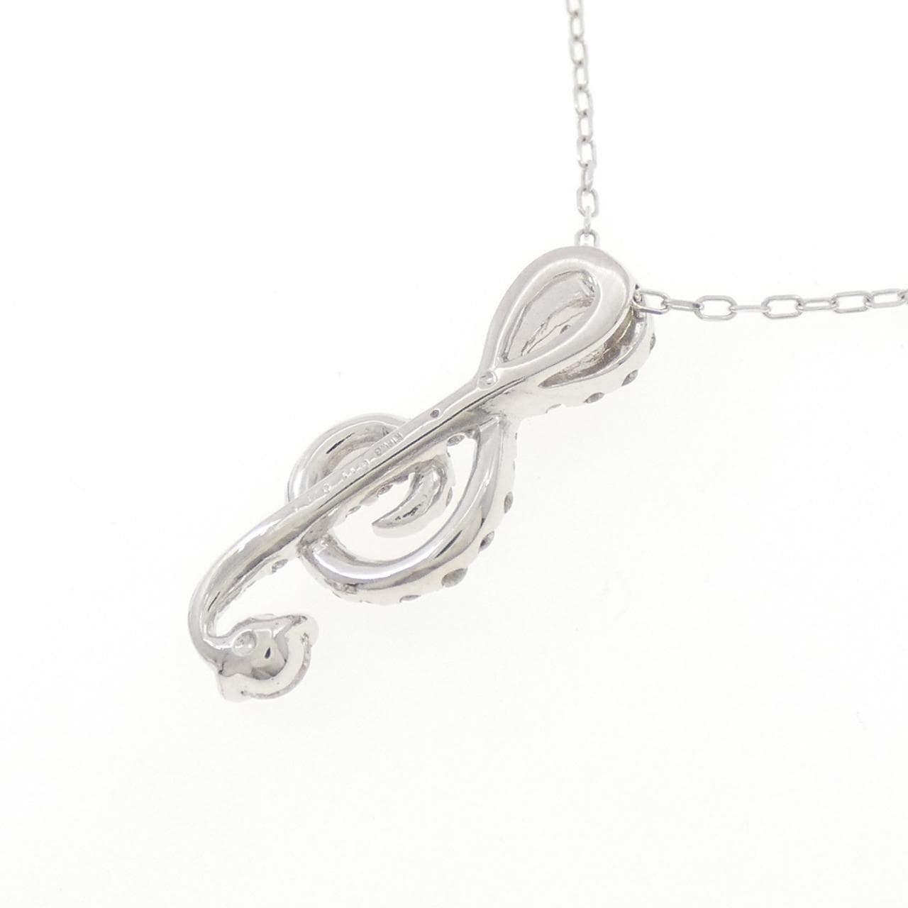 K18WG ト音記号 ダイヤモンド ネックレス 0.11CT