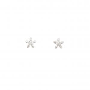 K14WG フラワー ダイヤモンド ピアス 0.04CT