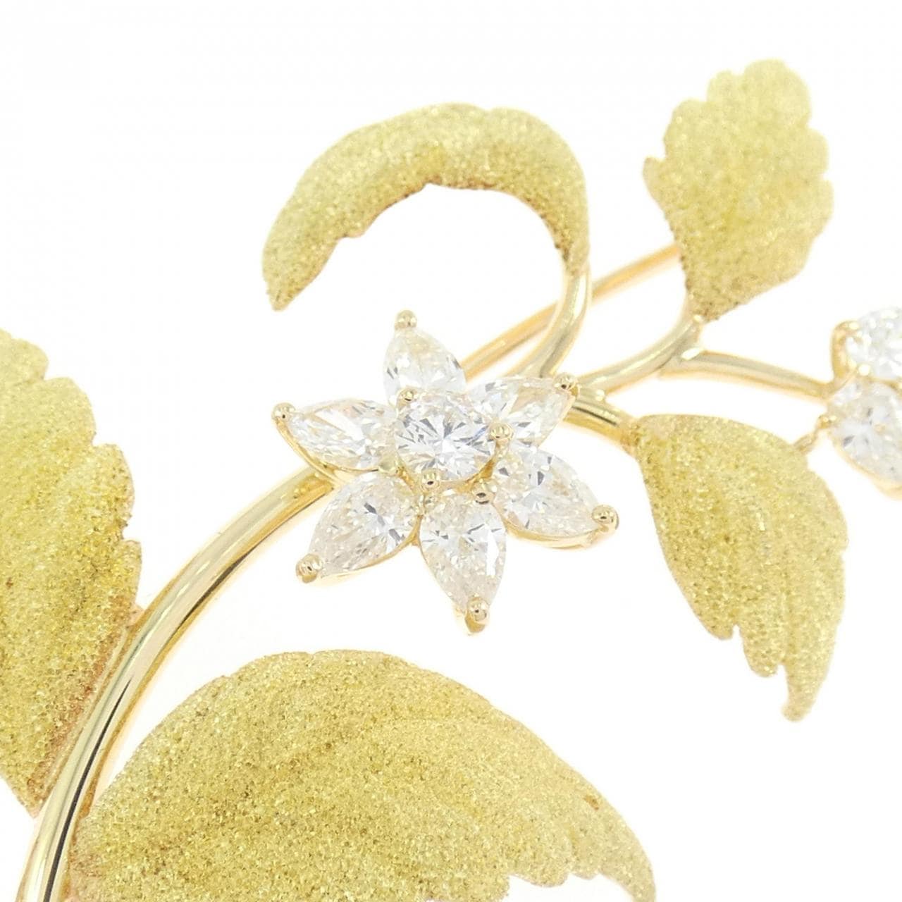 K18YG フラワー ダイヤモンド ブローチ 1.13CT