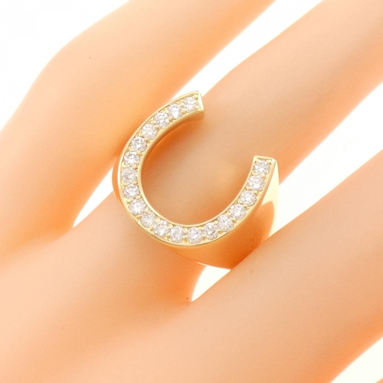 K18YG ホースシュー ダイヤモンド リング 0.40CT