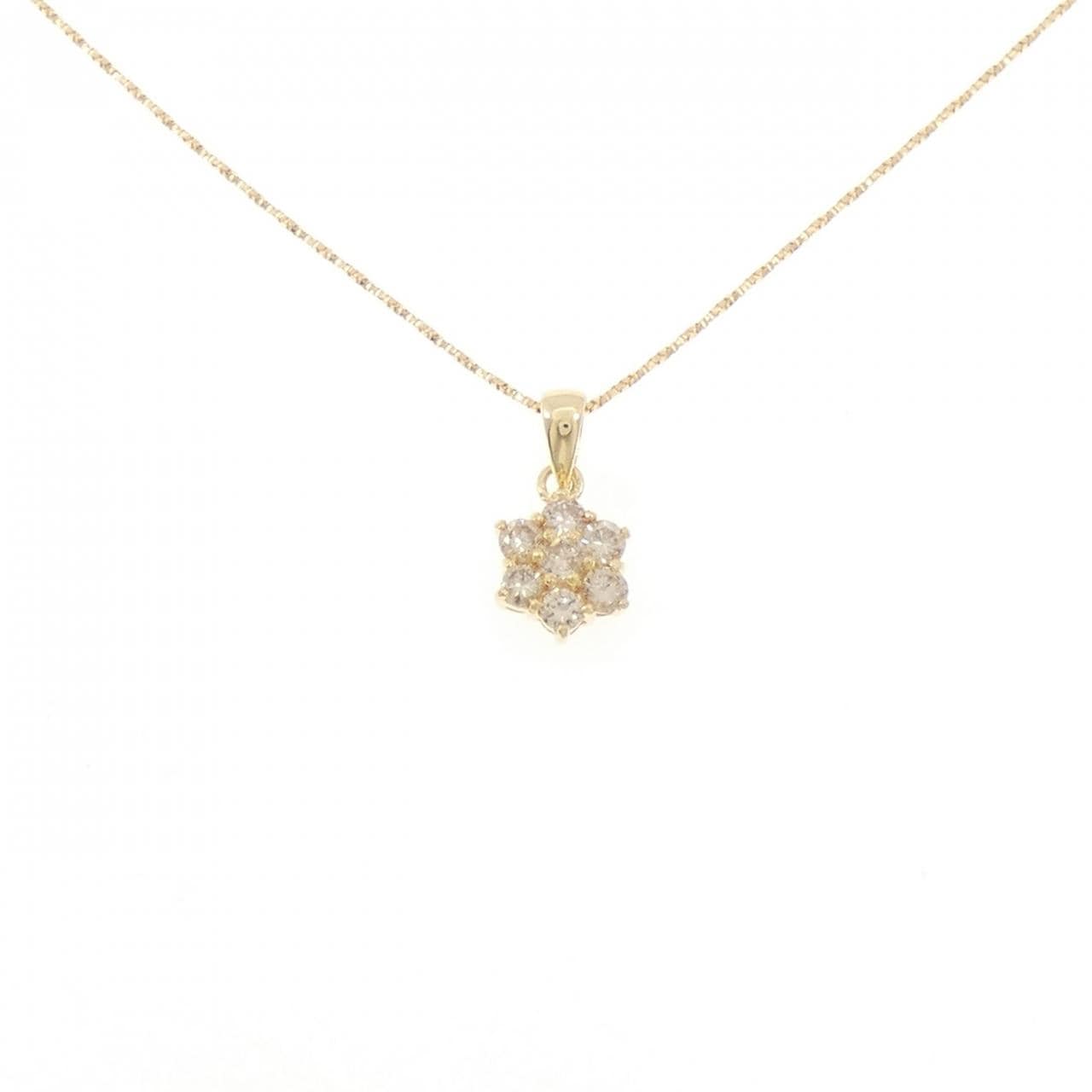 K18YG/750YG フラワー ダイヤモンド ネックレス 0.50CT