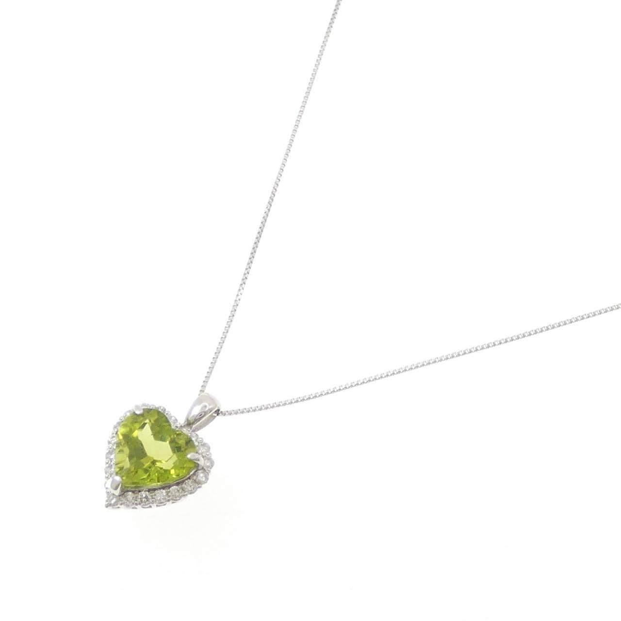 K18WG ハート ペリドット ネックレス 2.66CT