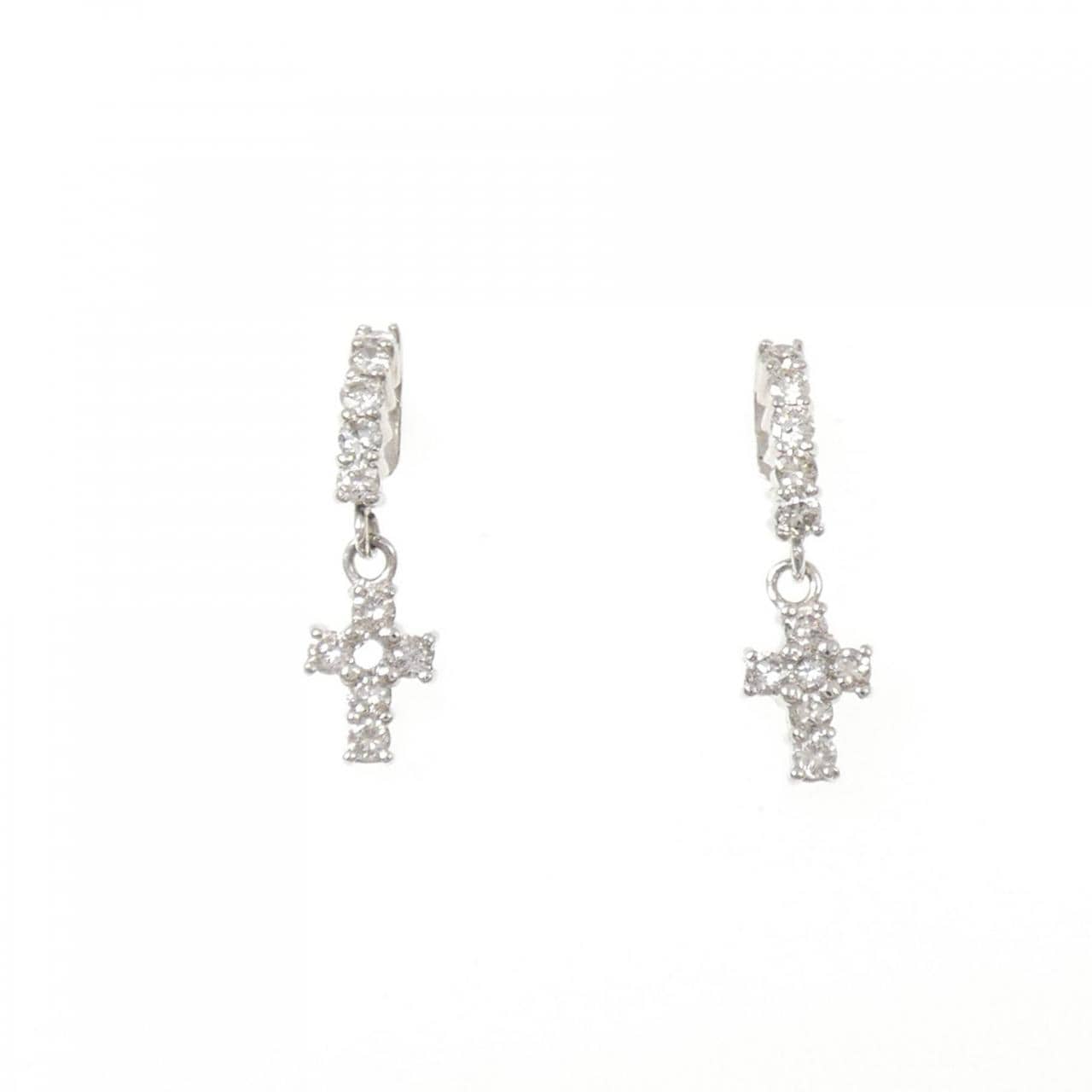 PT900 クロス ダイヤモンド ピアス 0.40CT