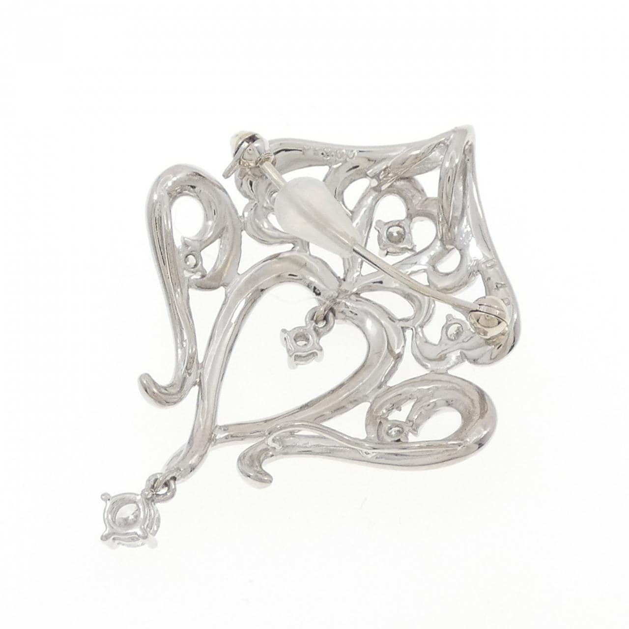 PT900 ハート ダイヤモンド ブローチ 0.48CT