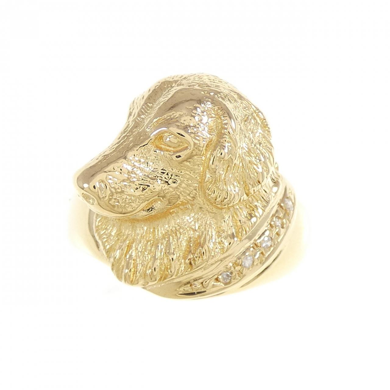 K18YG ドッグ ダイヤモンド リング 0.02CT