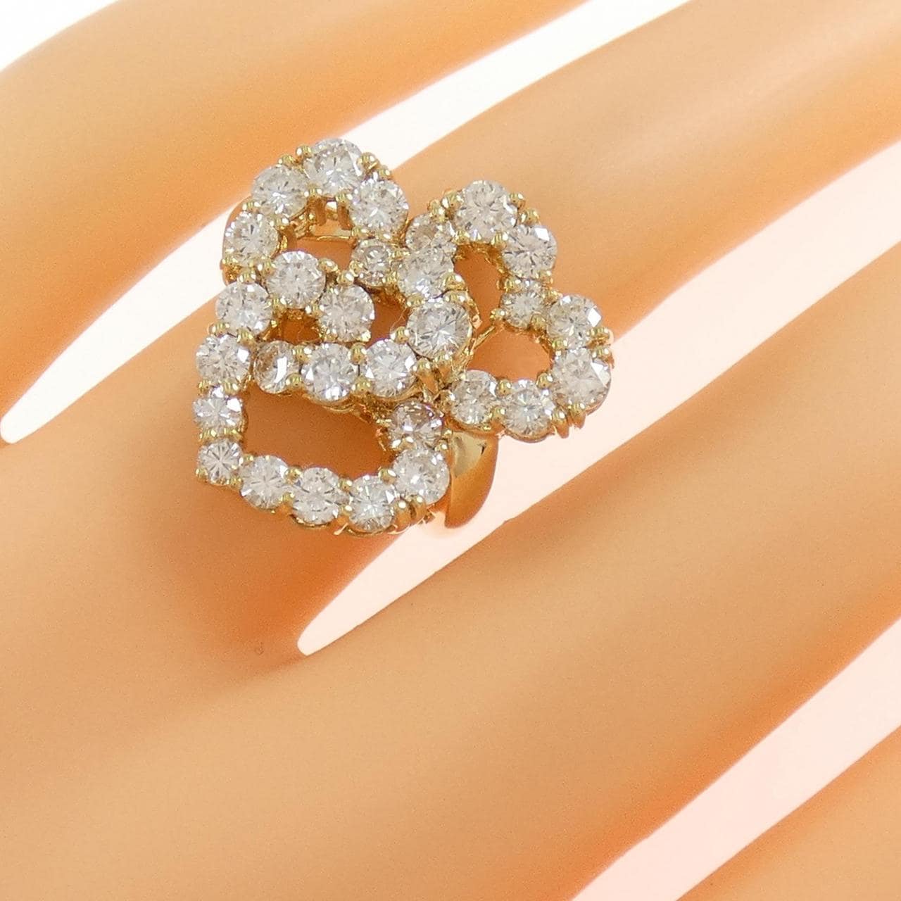 K18YG ハート ダイヤモンド リング 2.10CT