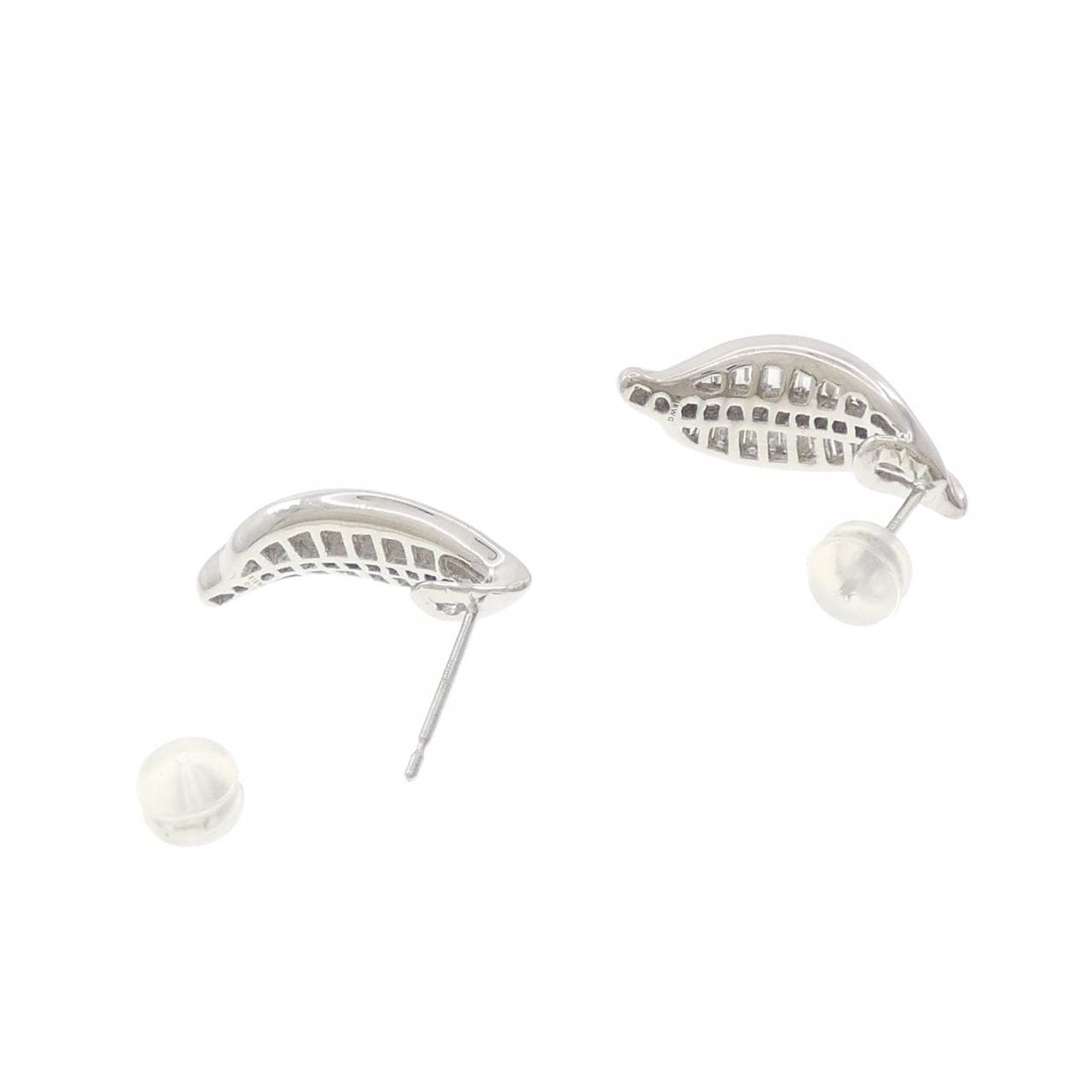 K18WG リーフ ダイヤモンド ピアス 1.11CT