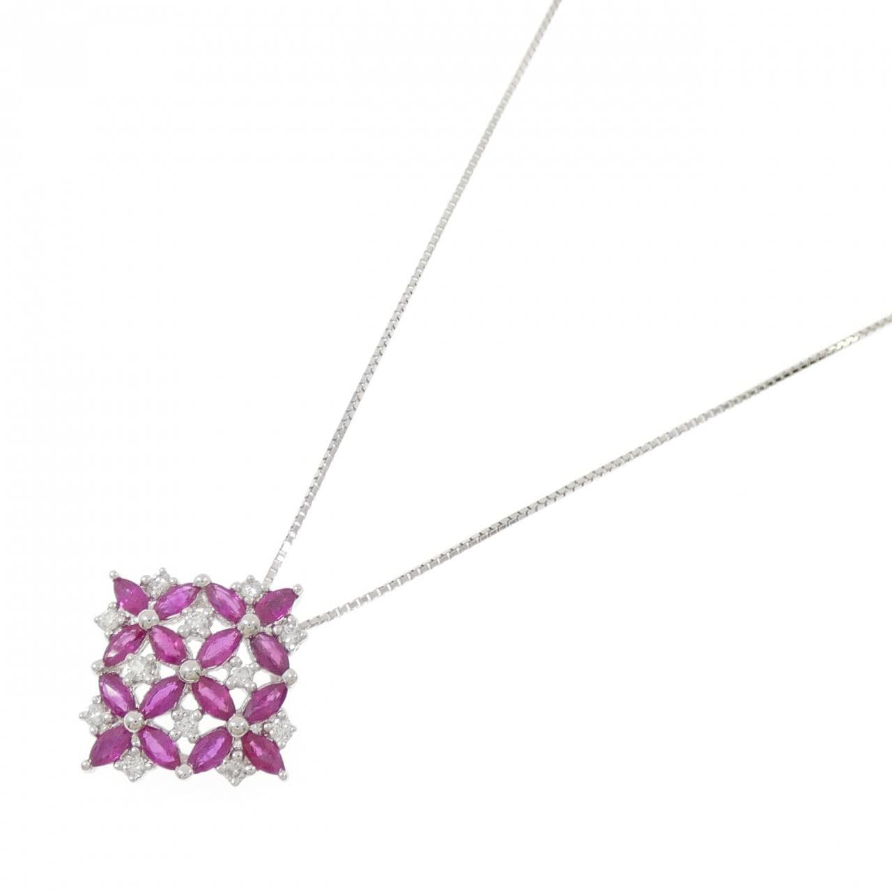 K18WG ルビー ネックレス 1.50CT