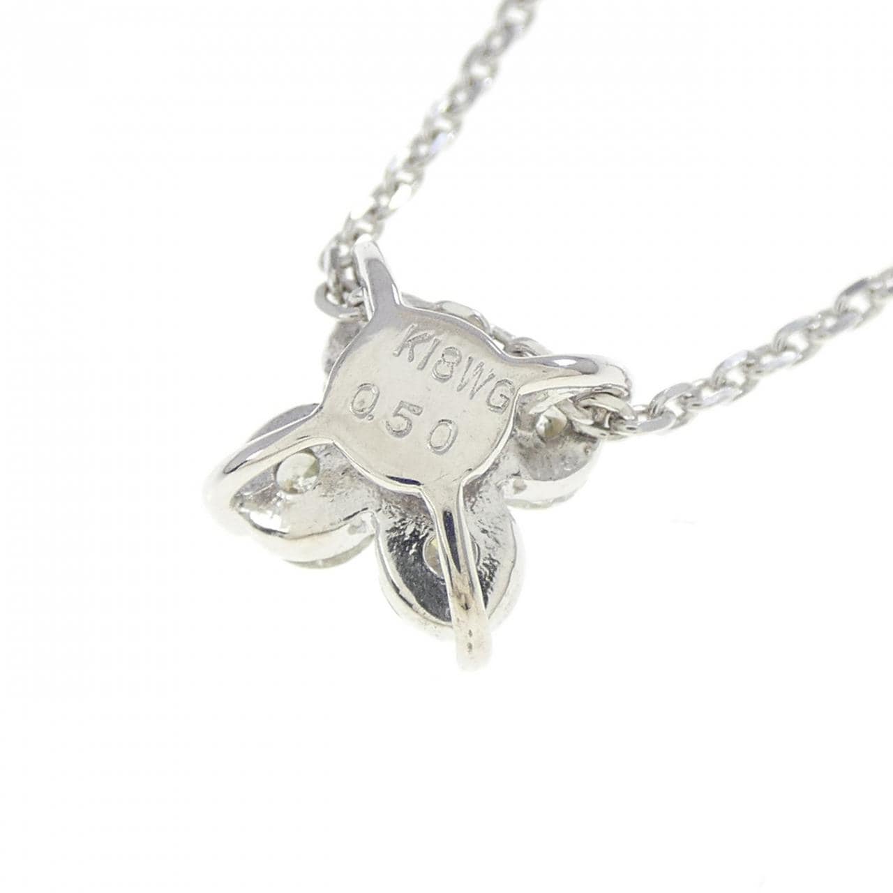 K18WG フラワー ダイヤモンド ネックレス 0.50CT